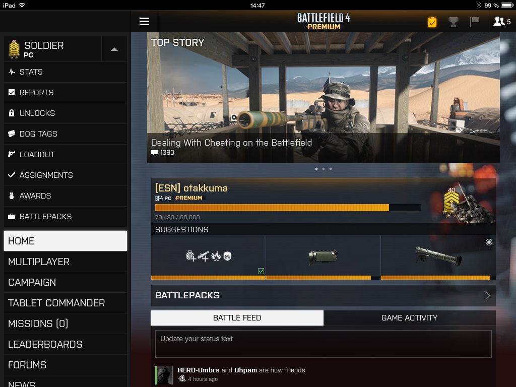 Battlelog Tablet App Improvements - News - Battlelog / Battlefield 4