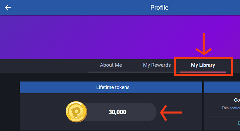 Choose My Library on your Profile to view your tokens.