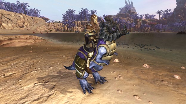 A screenshot of a SWTOR character on an Umbaran Patrol Tauntaun mount.