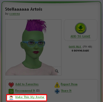 Screenshot of Make this my avatar option on the My Studio page.