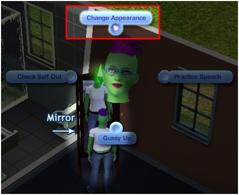 Change Appearance option appears when you click on a mirror.