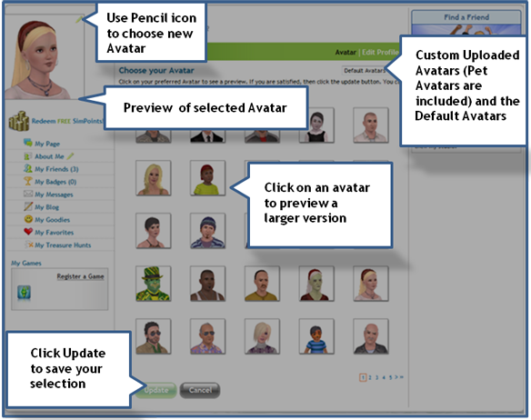 Screenshot of Avatar options page.