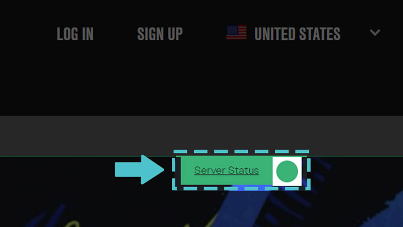O ícone de Status do Servidor aparece na maioria das páginas de jogos.