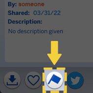 O ícone da bandeira de denúncia aparece na parte inferior do mosaico de conteúdo personalizado de um jogador.