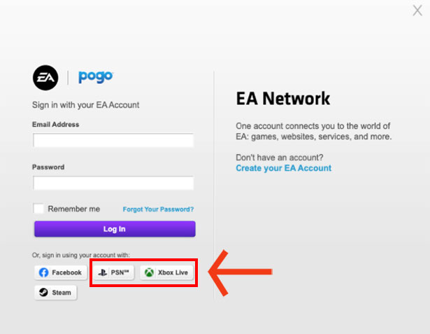 login ea with psn