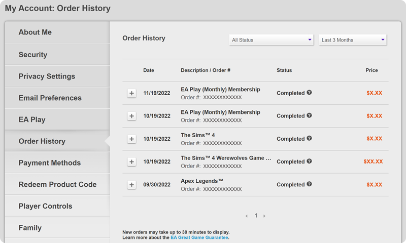 The Order History tab in My Account will show membership and recent purchase details.