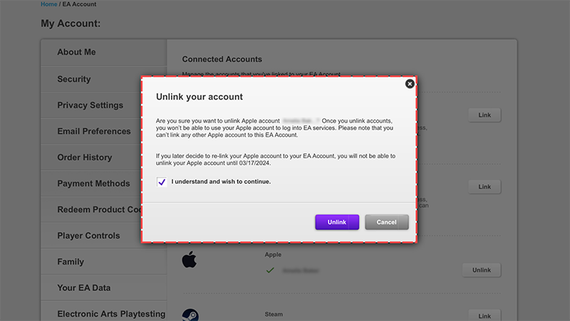 Linking your platform accounts to your EA Account