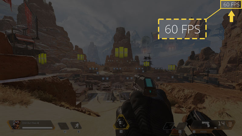 Apex Legends in-game screen showing FPS counter from Origin settings.
