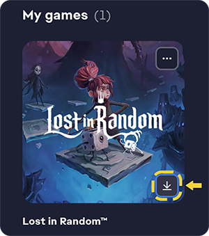The game tile in My Collection will show a downward facing arrow at the bottom to start downloading the game.