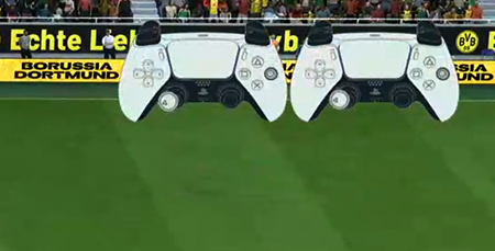 Two PlayStation 5 controller graphic overlays (Local Input and Online Response) on-screen during a match.