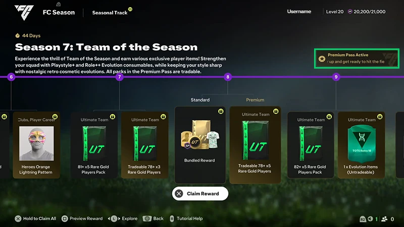 An in-game screenshot showing that Premium Pass is active on the top right of the screen.
