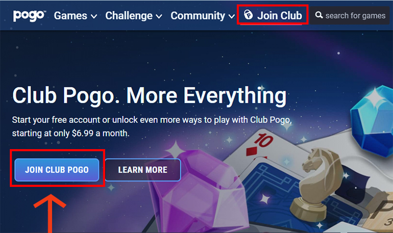 Click the Join Club Pogo button.