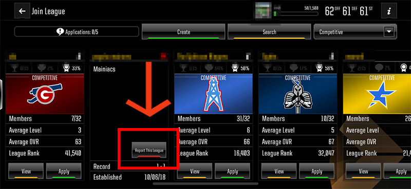 Report this League option screen in Madden NFL Overdrive.
