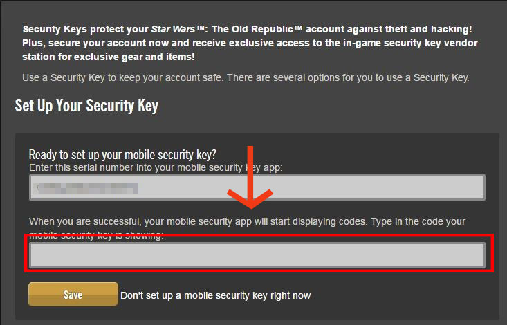 Star Wars: Old Republic - SW:TOR Security Key