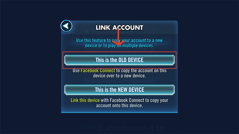 Screenshot of Link Account screen with This is the Old Device button.