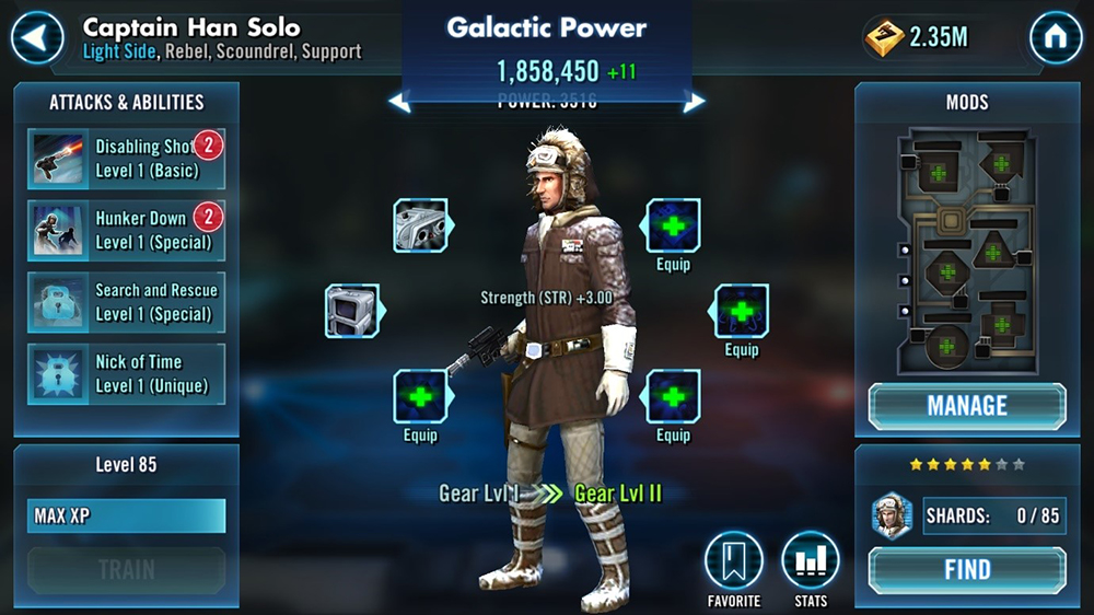 Adding a gear piece to a unit increases your Galactic Power