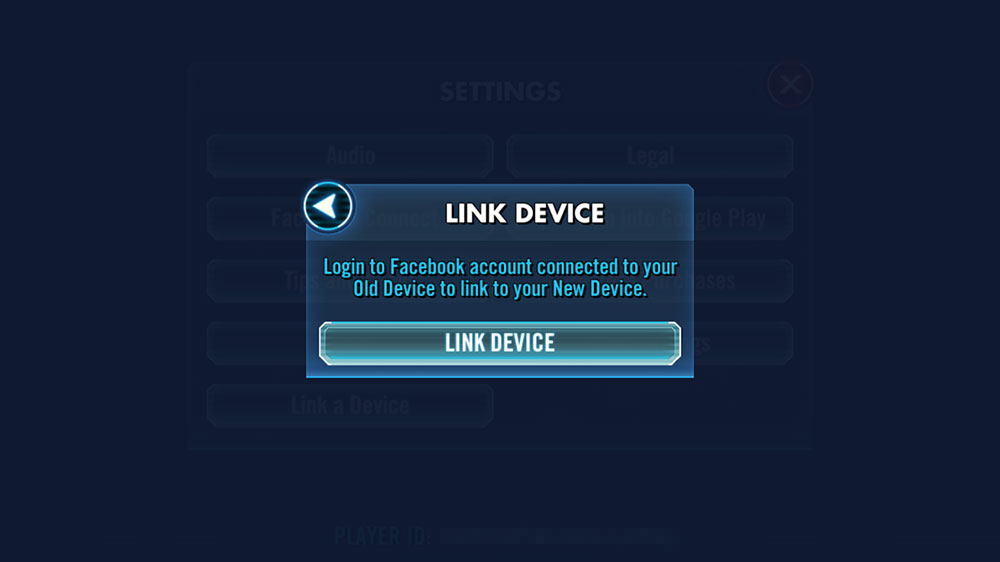 Screenshot of Link Device screen and button.