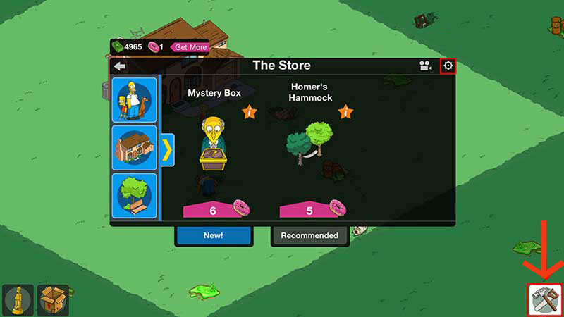 Screenshot des Bauen-Symbols in Die Simpsons Springfield.