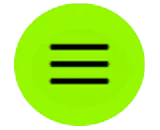 A bright green circle icon with three black lines, representing the Sidebar menu.