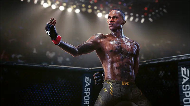 UFC 5 Deluxe Edition cover star Israel Adesanya in the boxing ring.